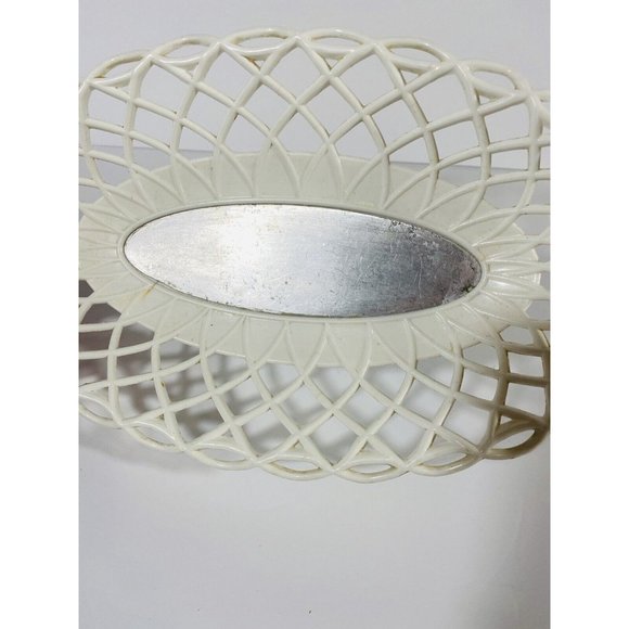 Vintage Plasmetl Basket White Plastic Aluminum Pierced Edge Retro Made In USA - Picture 7 of 7